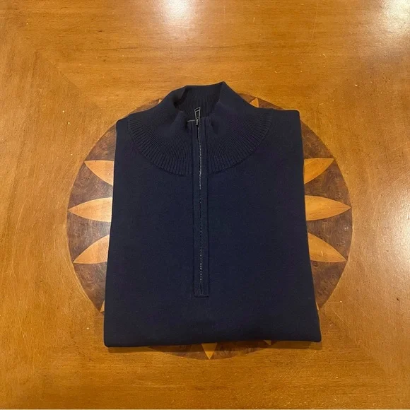 Belstaff Men’s The Tide Quarter Zip Knitwear Pullover Sweater Navy XXL Slim